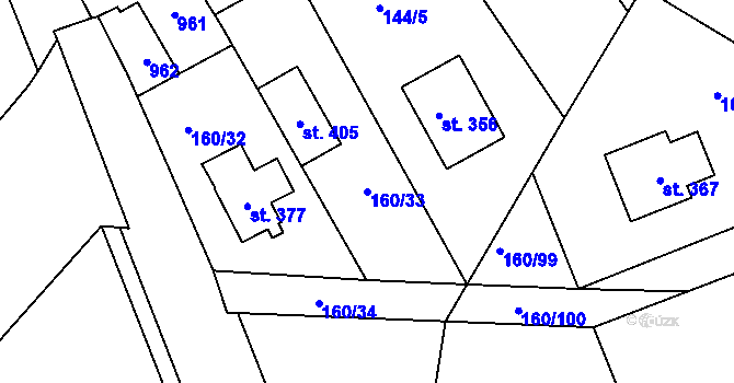 Parcela st. 160/33 v KÚ Nebovidy, Katastrální mapa