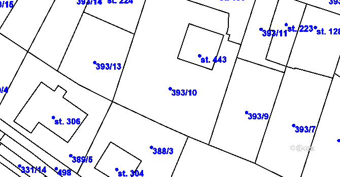 Parcela st. 393/10 v KÚ Nebovidy, Katastrální mapa