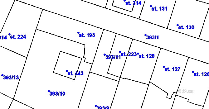 Parcela st. 393/11 v KÚ Nebovidy, Katastrální mapa