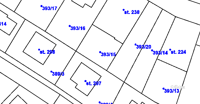 Parcela st. 393/15 v KÚ Nebovidy, Katastrální mapa