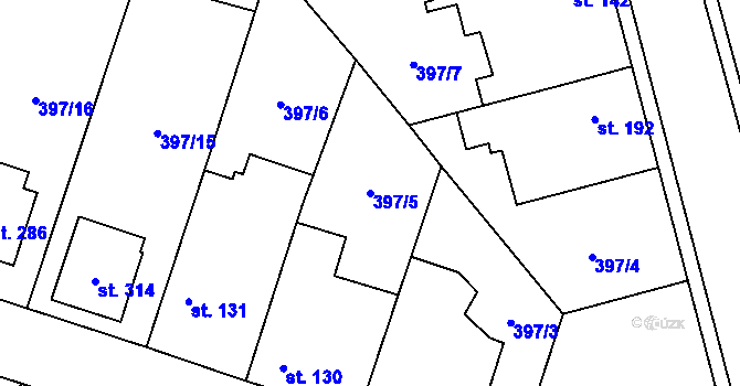 Parcela st. 397/5 v KÚ Nebovidy, Katastrální mapa