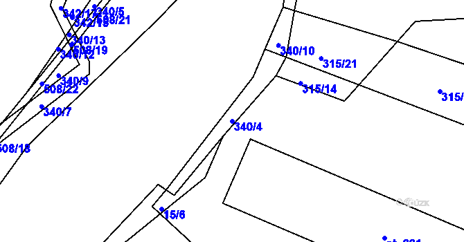 Parcela st. 340/4 v KÚ Nebovidy, Katastrální mapa