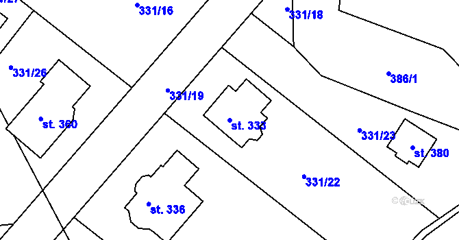 Parcela st. 333 v KÚ Nebovidy, Katastrální mapa