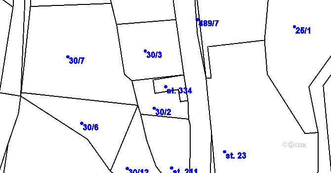 Parcela st. 334 v KÚ Nebovidy, Katastrální mapa