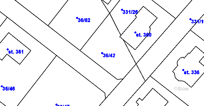 Parcela st. 36/42 v KÚ Nebovidy, Katastrální mapa