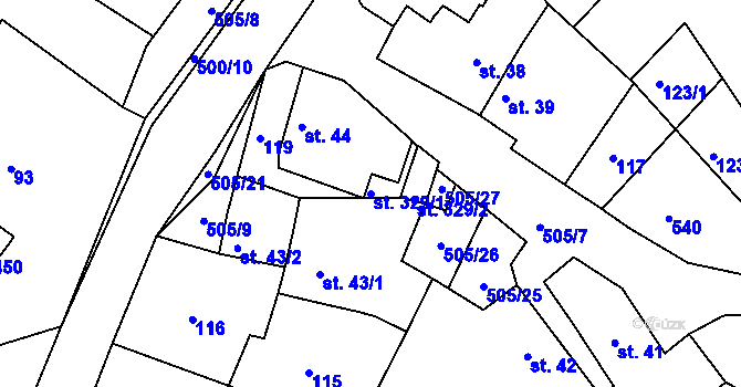 Parcela st. 329/1 v KÚ Nebovidy, Katastrální mapa