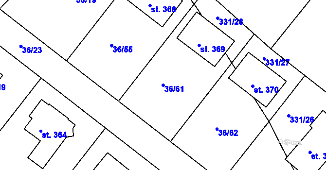 Parcela st. 36/61 v KÚ Nebovidy, Katastrální mapa