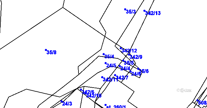 Parcela st. 35/4 v KÚ Nebovidy, Katastrální mapa