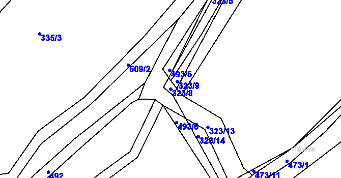 Parcela st. 323/8 v KÚ Nebovidy, Katastrální mapa