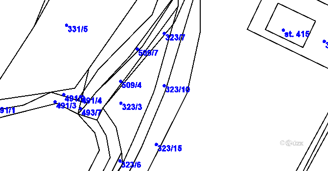 Parcela st. 323/10 v KÚ Nebovidy, Katastrální mapa