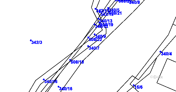 Parcela st. 340/7 v KÚ Nebovidy, Katastrální mapa