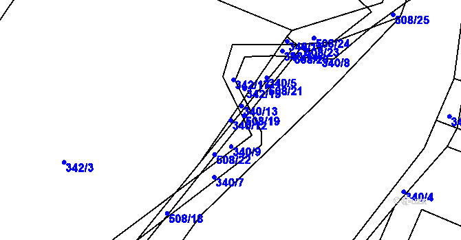 Parcela st. 340/12 v KÚ Nebovidy, Katastrální mapa