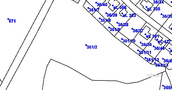 Parcela st. 351/2 v KÚ Nebovidy, Katastrální mapa