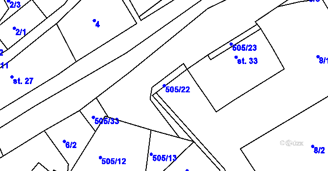 Parcela st. 505/22 v KÚ Nebovidy, Katastrální mapa