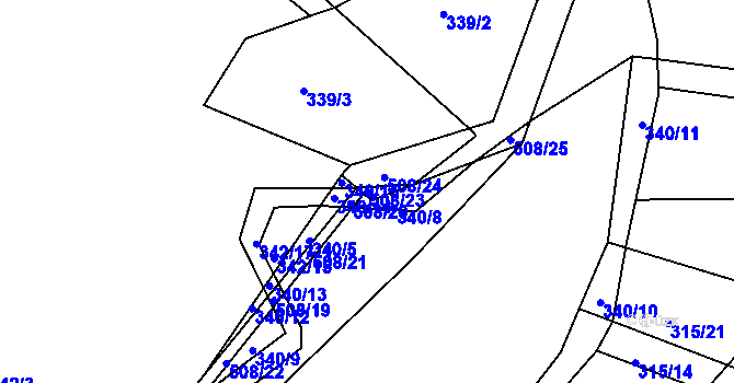 Parcela st. 508/23 v KÚ Nebovidy, Katastrální mapa