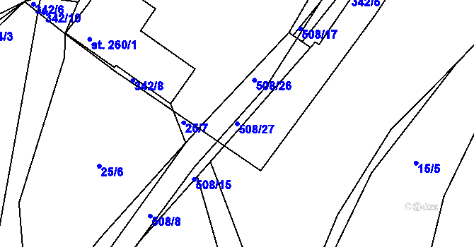 Parcela st. 508/27 v KÚ Nebovidy, Katastrální mapa