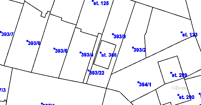 Parcela st. 386 v KÚ Nebovidy, Katastrální mapa