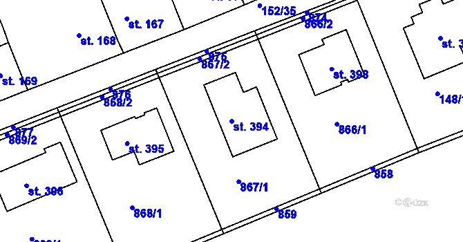 Parcela st. 394 v KÚ Nebovidy, Katastrální mapa