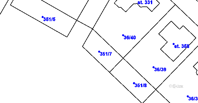 Parcela st. 351/7 v KÚ Nebovidy, Katastrální mapa