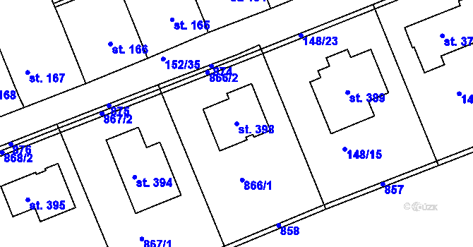 Parcela st. 398 v KÚ Nebovidy, Katastrální mapa