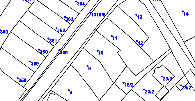 Parcela st. 10 v KÚ Nebovidy u Brna, Katastrální mapa