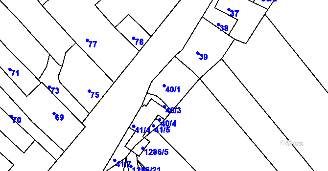 Parcela st. 40/1 v KÚ Nebovidy u Brna, Katastrální mapa