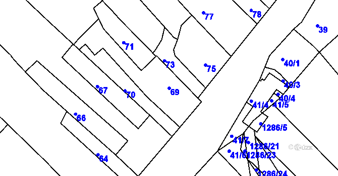 Parcela st. 69 v KÚ Nebovidy u Brna, Katastrální mapa