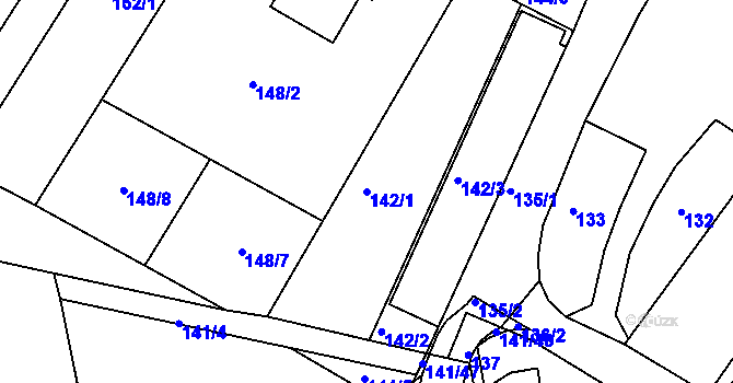 Parcela st. 142/1 v KÚ Nebovidy u Brna, Katastrální mapa