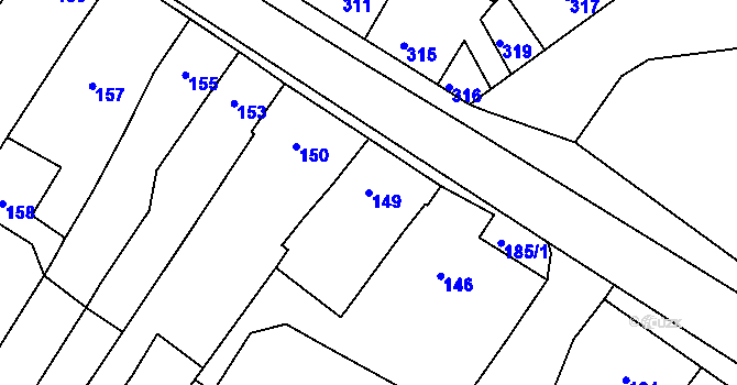 Parcela st. 149 v KÚ Nebovidy u Brna, Katastrální mapa