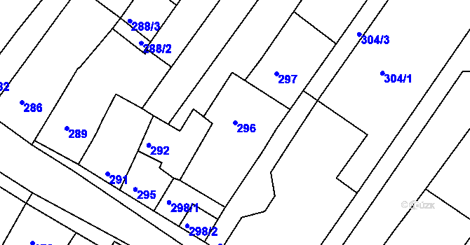 Parcela st. 296 v KÚ Nebovidy u Brna, Katastrální mapa