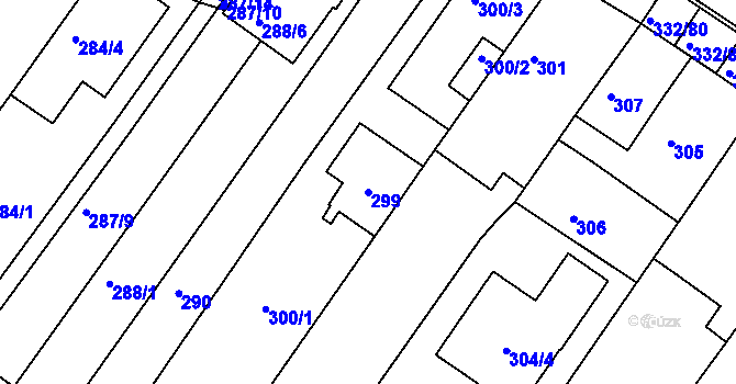 Parcela st. 299 v KÚ Nebovidy u Brna, Katastrální mapa