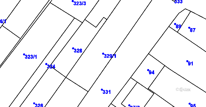 Parcela st. 329/1 v KÚ Nebovidy u Brna, Katastrální mapa
