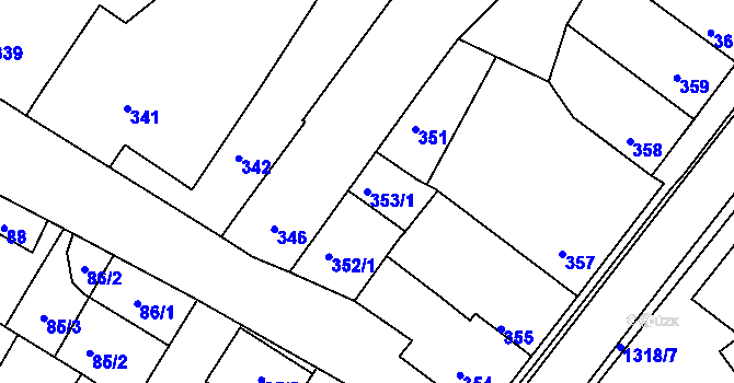 Parcela st. 353/1 v KÚ Nebovidy u Brna, Katastrální mapa