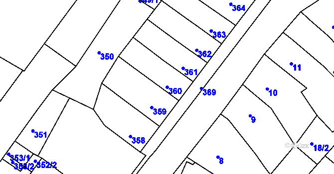Parcela st. 360 v KÚ Nebovidy u Brna, Katastrální mapa