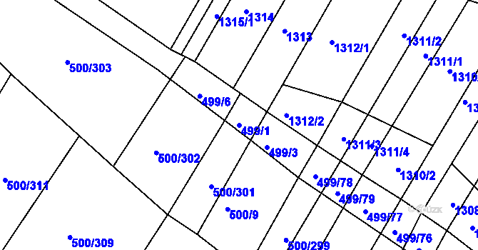 Parcela st. 499/1 v KÚ Nebovidy u Brna, Katastrální mapa