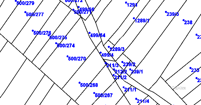 Parcela st. 499/4 v KÚ Nebovidy u Brna, Katastrální mapa