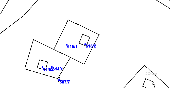Parcela st. 615/2 v KÚ Nebovidy u Brna, Katastrální mapa