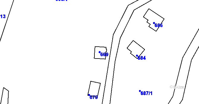 Parcela st. 669 v KÚ Nebovidy u Brna, Katastrální mapa