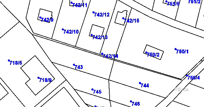 Parcela st. 742/14 v KÚ Nebovidy u Brna, Katastrální mapa