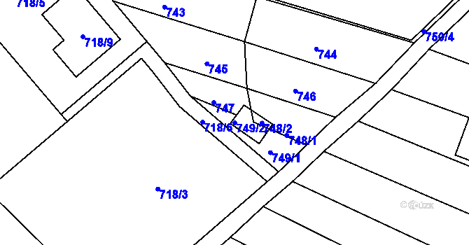 Parcela st. 749/2 v KÚ Nebovidy u Brna, Katastrální mapa