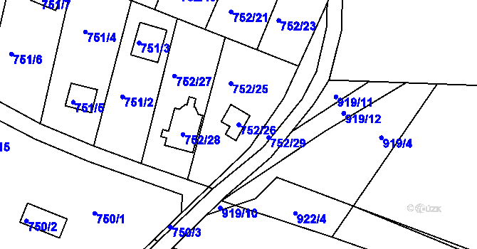 Parcela st. 752/26 v KÚ Nebovidy u Brna, Katastrální mapa