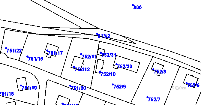 Parcela st. 752/31 v KÚ Nebovidy u Brna, Katastrální mapa