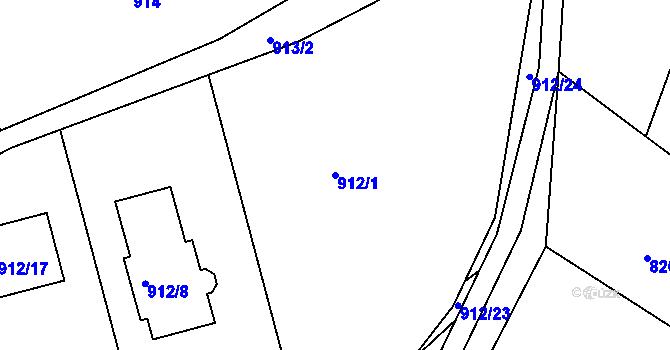 Parcela st. 912/1 v KÚ Nebovidy u Brna, Katastrální mapa