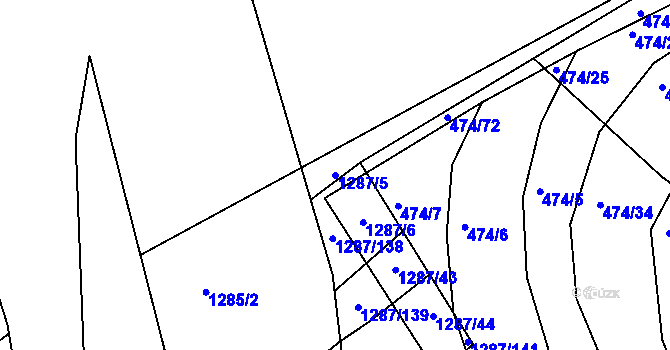 Parcela st. 1287/5 v KÚ Nebovidy u Brna, Katastrální mapa