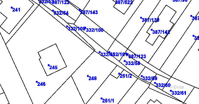Parcela st. 332/55 v KÚ Nebovidy u Brna, Katastrální mapa