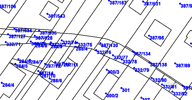 Parcela st. 332/76 v KÚ Nebovidy u Brna, Katastrální mapa