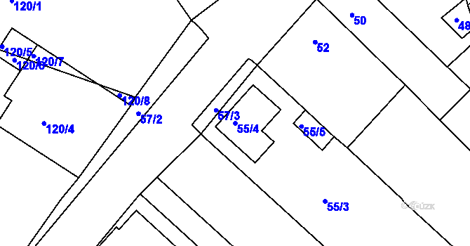 Parcela st. 55/4 v KÚ Nebovidy u Brna, Katastrální mapa
