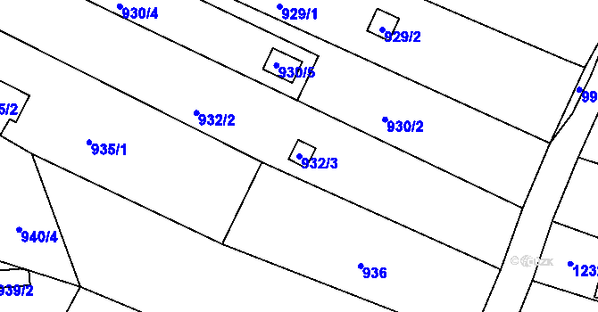 Parcela st. 932/3 v KÚ Nebovidy u Brna, Katastrální mapa
