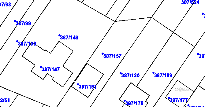 Parcela st. 387/157 v KÚ Nebovidy u Brna, Katastrální mapa