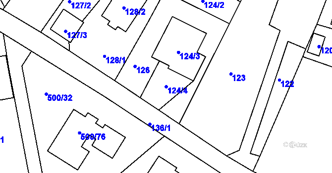 Parcela st. 124/4 v KÚ Nebovidy u Brna, Katastrální mapa